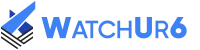 WatchUr6 Cybersecurity Logo Horizontal blue with Black stripes