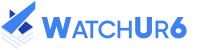 WatchUr6 Cybersecurity Logo Horizontal blue with white stripes